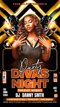 Black Vintage Friday Divas Night Party Instagram Story template