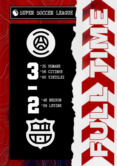 Fastmatch Template Black Soccer Match Result A4 Template | PosterMyWall