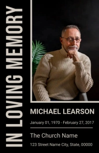 Black Vintage Funeral Announcement Half Page template