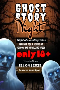 Black Vintage Ghost Story Night Poster template