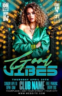 Black Vintage Good Vibes Half Page Wide Полстраницы широкого формата template