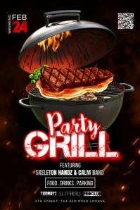 Black Vintage Grill Party  Poster Cartaz template