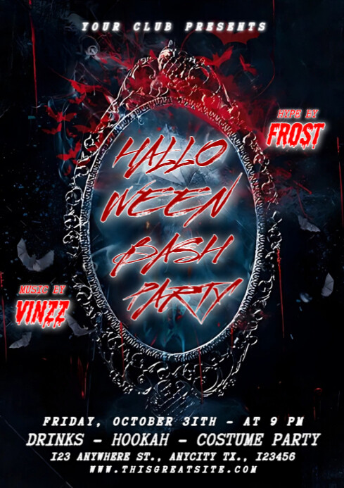 Black Vintage Halloween Bash Party A4 Template | PosterMyWall