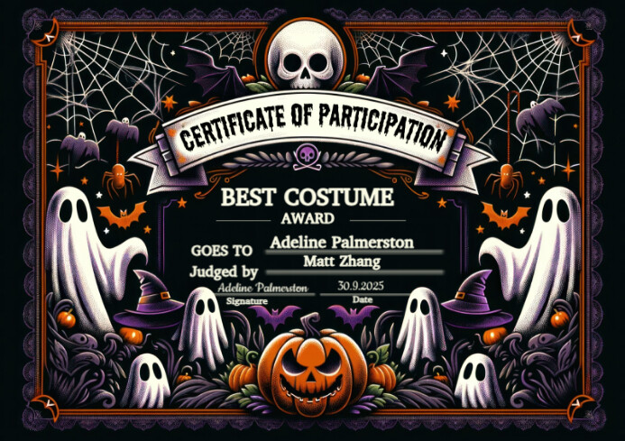 Copy of Black Vintage Halloween Best Costume Award A4 | PosterMyWall
