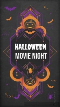 Black Vintage Halloween Movie Night. Instagram Reel template