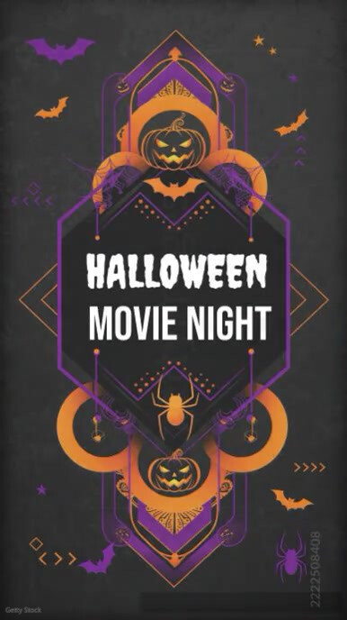 Black Vintage Halloween Movie Night. Instagram Reel template