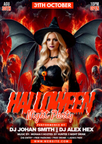 Black Vintage Halloween Night Party A3 template