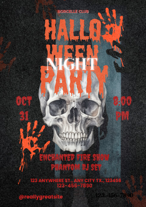 Black Vintage Halloween Night Party A4 Modelo | PosterMyWall