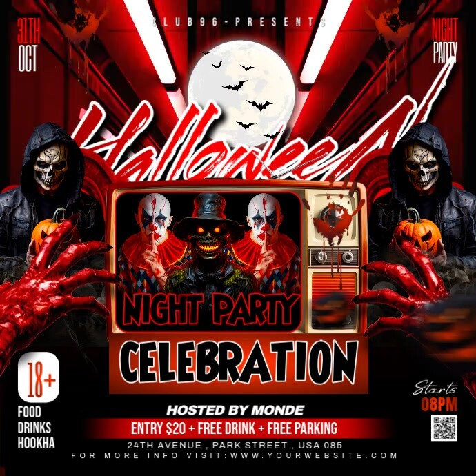 Black Vintage Halloween Night Party Ads Flyer Instagram Post Template ...