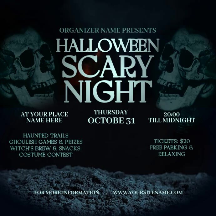 Black Vintage Halloween Scary Night Instagram Post Template | PosterMyWall