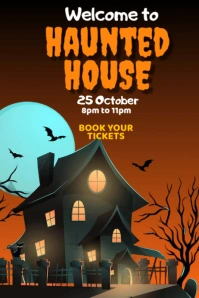 Black Vintage Haunted House Event Poster Póster template