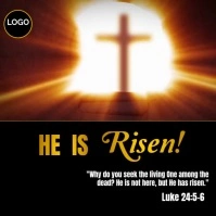 Black Vintage He Has Risen Easter Wishes  Instagram Post template