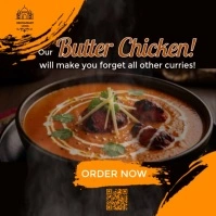 Black Vintage High-impact Butter Chicken Social Media Ad – Attract More Food Lovers Instagram Post template