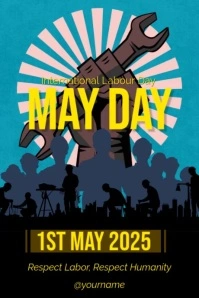 Black Vintage International Labour Day Tumblr Graphic template
