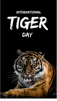 Black Vintage International Tiger Day Design template