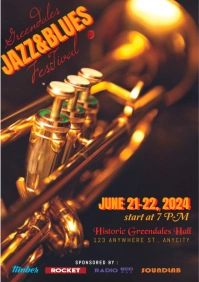 Black Vintage Jazz & Blues Festival A4 template