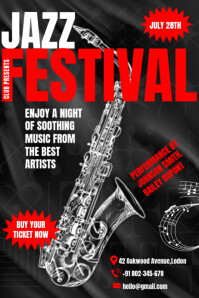 Black Vintage Jazz Festival Event Poster template