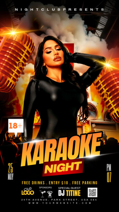 Black Vintage Karaoke Music Night Party Instagram Story template