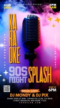 Black Vintage Karaoke Night Party Flyer Template Instagram Reel