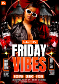 Black Vintage Latin  Friday Vibes A4 template