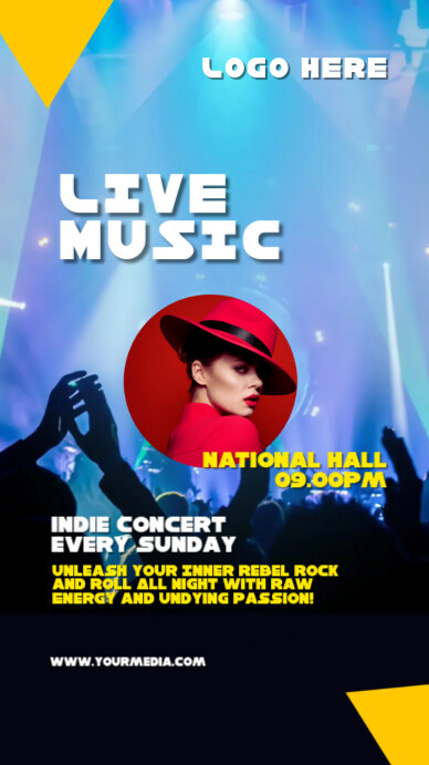 Black Vintage Live Music Instagram Story template