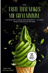 Black Vintage Matcha  Poster template