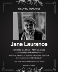 Black Vintage Memorial Tribute Instagram Portrait template