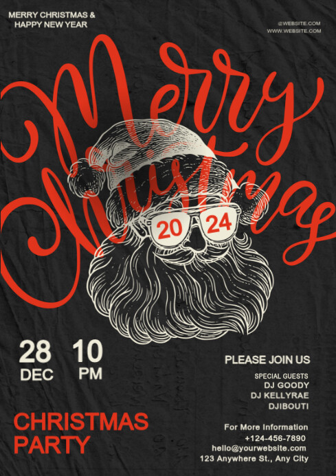 Black Vintage Merry Christmas And Happy New Year A4 Template | PosterMyWall