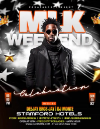 Black Vintage Mlk Weekend Celebration Party Video Template Flyer (us Letter)