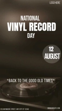 Black Vintage National Vinyl Record Day  Digital Display (9:16) template