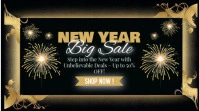 Black Vintage New Year Big Sale  Digital Display (16:9) template