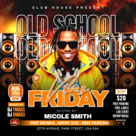 Black Old School Hip Hop Party สี่เหลี่ยมจัตุรัส Template