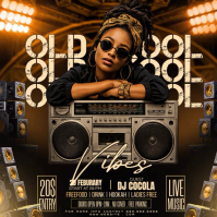 Hitam Old School Music Event Instagram Post Template