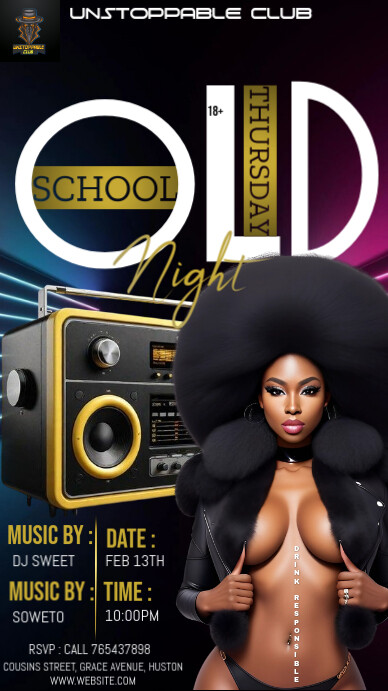 Black Vintage Old School Thursday Flyer Digital Display (9:16) template