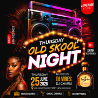 Black Vintage Old Skool Night Instagram Post template