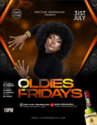 Black Vintage Oldies Fridays/ Throwback Friday  Flyer (us Letter) template