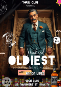 Black Vintage Oldies Night Party Invitation Social Media A4 template