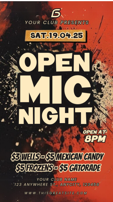 Black Vintage Open Mic Night Event Bar Instagram Story template