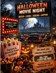 Black Halloween Movie Night Ulotka Template