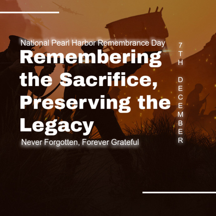 Black Vintage Pearl Harbor Remembrance Square (1:1) Template | PosterMyWall