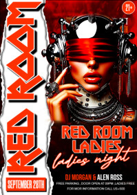 Black Vintage Red Room Ladies Night Party A4 template
