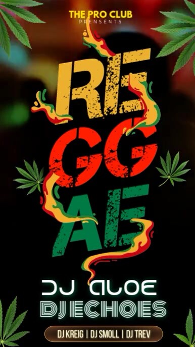 Black Vintage Reggae Poster Instagram Story template