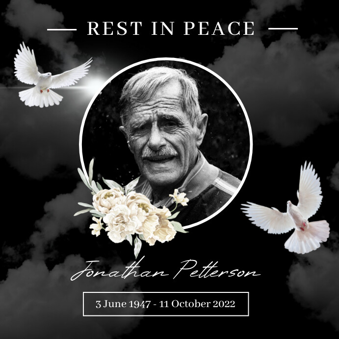 black vintage rest in peace instagram post template