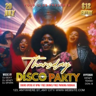 Black Vintage Retro Disco Night Party Flyer Logo template