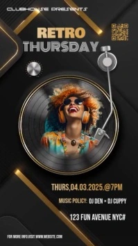 Black Vintage Retro Thursday Video Design  Digital Display (9:16) template