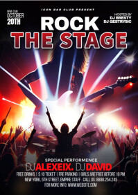 Black Vintage Rock The Night Band Music Party Poster A4 template