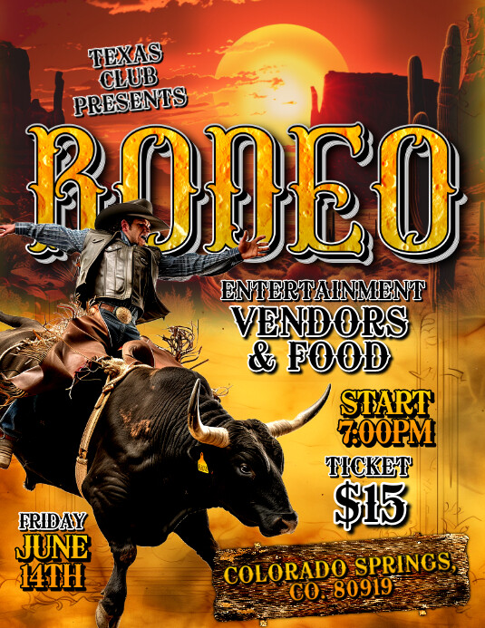 Copia de Black Vintage Rodeo Flyer (us Letter) | PosterMyWall