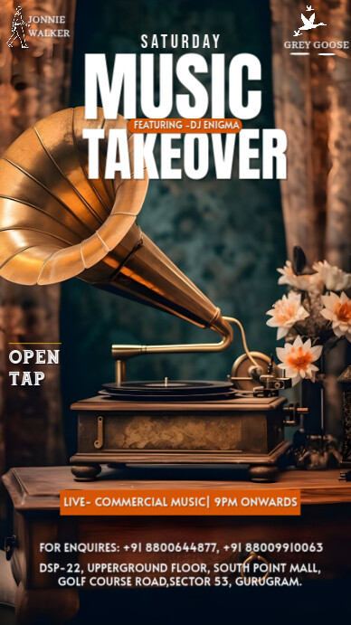 Black Vintage Saturday Music Takeover  Instagram Story template
