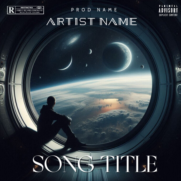 Black Vintage Space Song Mixtape Album Cover Art Album Cover template