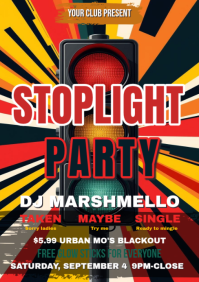 Black Vintage Stoplight Party A5 template